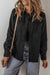 Black Flap Pocket Buttons Collared Jean Jacket
