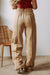 Smoke Gray Exposed Seam Drawstring Elastic Waistband Wide Leg Pants