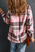Camicia tascabile con abbottonatura plaid rosa