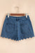 Sail Blue Shorts de jean de la taille haute de l'ourlet feston