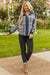 Gray Plaid Corduroy Patchwork Collared Zip Up Snap Button Jacket