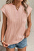 Black Wavy Textured Button V Neck Tee