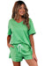 T -spalla a gocce a V Verde Verve Mint e Shorti con cownewwork