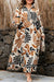 Robe longue droite imprimée abstraite de grande taille à col contrasté et col fendu de grande taille blanche