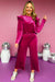 Velvet solido rosso rosa arruffato a due pezzi set