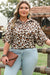 Camisa abotonada de manga corta con estampado de leopardo de talla grande de talla grande