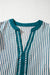 Robe mi-longue à rayures et double volants, manches courtes, bordure contrastée, col en V, marron