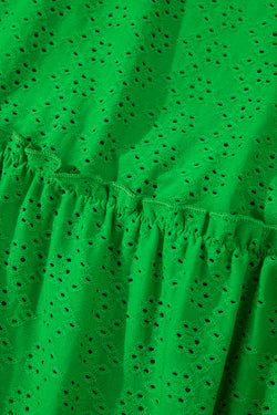 Blusa babydoll a manica corta a trama verde