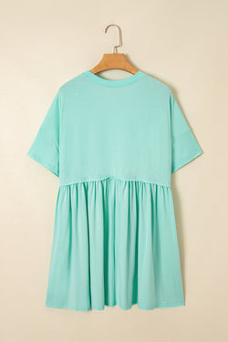 Vestido de babydoll de borde crudo de color sólido azul cielo