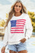 Bandeira Americana Branca Drop Gráfico ombro Sweol solto