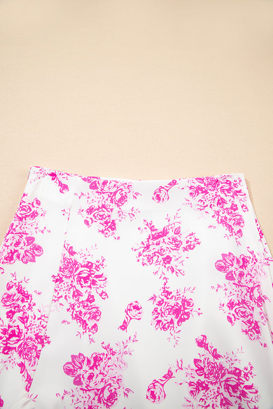 Sky Blue Boho Floral High Bruffer Maxi Skirt