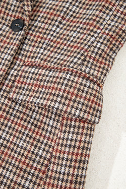 Blazer de collar de solapa de pecho de pecho marrón