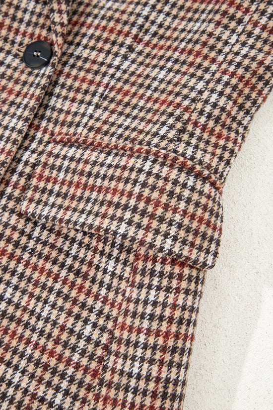 Blazer de collar de solapa de pecho de pecho marrón
