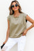 Camiseta de cuello redondo de la manga de la gorra del verdes