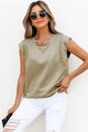 Camiseta de cuello redondo de la manga de la gorra del verdes