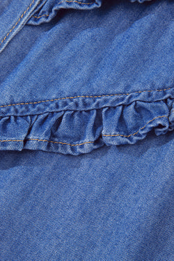 Scatto a bordo minerale blu cielo abbottonati fritti di denim