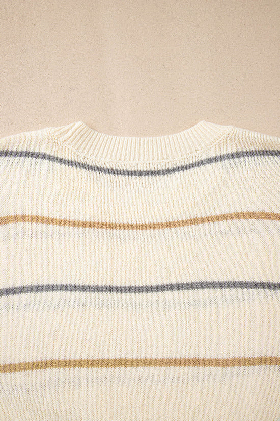 Multicolour Striped Print Drop Shoulder Shift Sweater Mini Dress