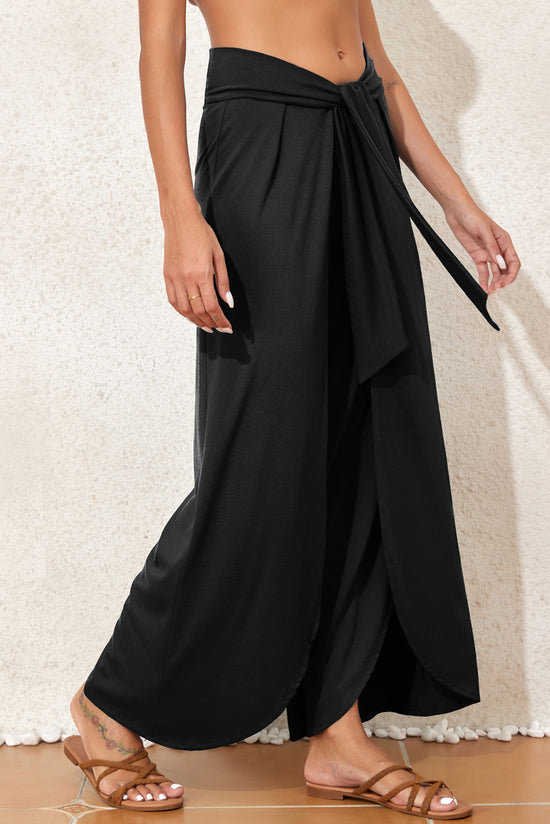 Pantalon détendu à la taille de la taille nouée nouée