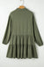 Tan Puff Sleeve Buttoned Tiered Pleated Shirt Mini Dress
