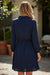 Navy Blue Solid Chest Pockets Tunic Shirt Mini Dress *
