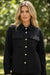 Dark Khaki Solid Color Corduroy Buttoned Long Sleeve Shacket
