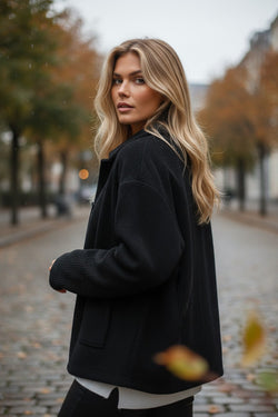 Dark Khaki Solid Color Corduroy Buttoned Long Sleeve Shacket