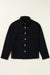 Dark Khaki Solid Color Corduroy Buttoned Long Sleeve Shacket