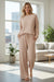 Parchment Textured Long Sleeve T Shirt and Pants Lounge Set