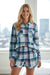 Blue Plaid Print Shirt and Shorts 2Pcs Lounge Set