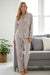 White Leopard Print Long Sleeve and Pants Pajamas Set