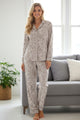 White Leopard Print Long Sleeve and Pants Pajamas Set