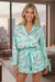 Green Leopard Satin Ruffle Pajama Short Set