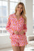 Orange Leopard Print Long Sleeve Shirt and Shorts Pajama Set