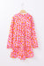 Orange Leopard Print Long Sleeve Shirt and Shorts Pajama Set