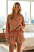 Orange Leopard Print Long Sleeve Shirt and Shorts Pajama Set