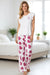 Pink Ruffled Tank Top And Heart Print Pants Lounge Set