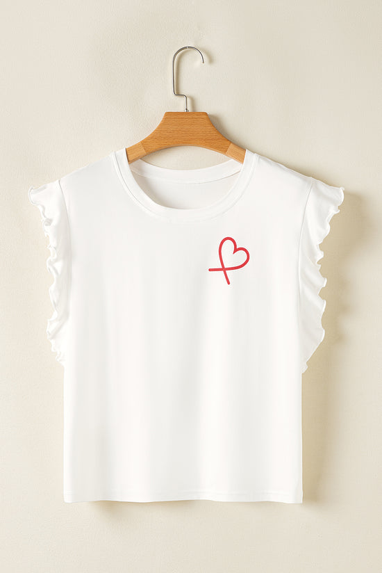 Set de la camiseta del tanque rosa y los pantalones con estampado de corazón