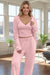 Set de salón de punto acogedor de 3 piezas de color rosa claro