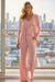 Set de salón de punto acogedor de 3 piezas de color rosa claro