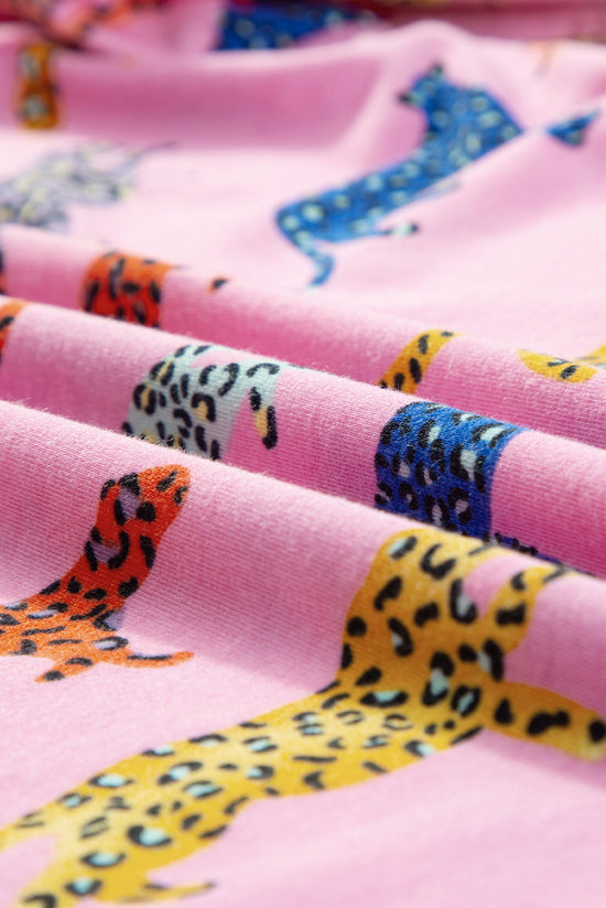 Estampa de flor rosa manga curta cintura alta shorts de duas peças