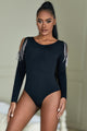 Black Diamond Chain Tassel Long Sleeve Bodysuit