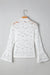 White Lace Crochet Bell Sleeve Mock Neck Blouse