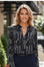 Black Abstract Printed V Neck Fall Blouse
