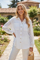 Camicia a maniche lunghe patchwork in pizzo di garza di cotone bianco