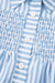 Sky Blue Stripe Shirred Detail Half Placket Collared Long Sleeve Fall Shirt