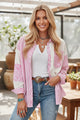 Pink Leopard Striped Western Casual Shirt