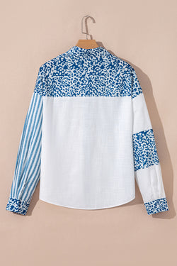 Pink Leopard Striped Western Casual Shirt