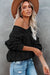Black Crochet Knit Ribbed Hem Hollow-out Sweater