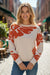 Beige Bold Flower Pattern Wide Sleeve Baggy Sweater