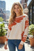 Beige Bold Flower Pattern Wide Sleeve Baggy Sweater